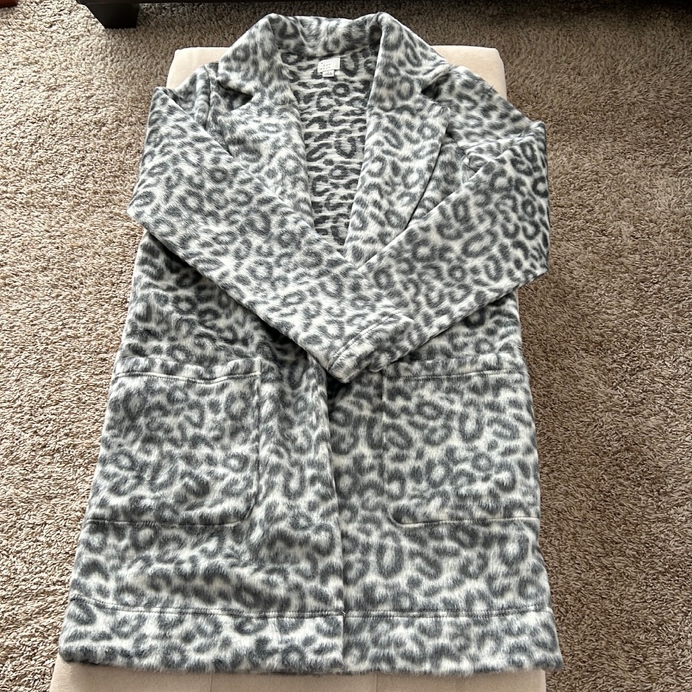 A new day grey leopard print long coat